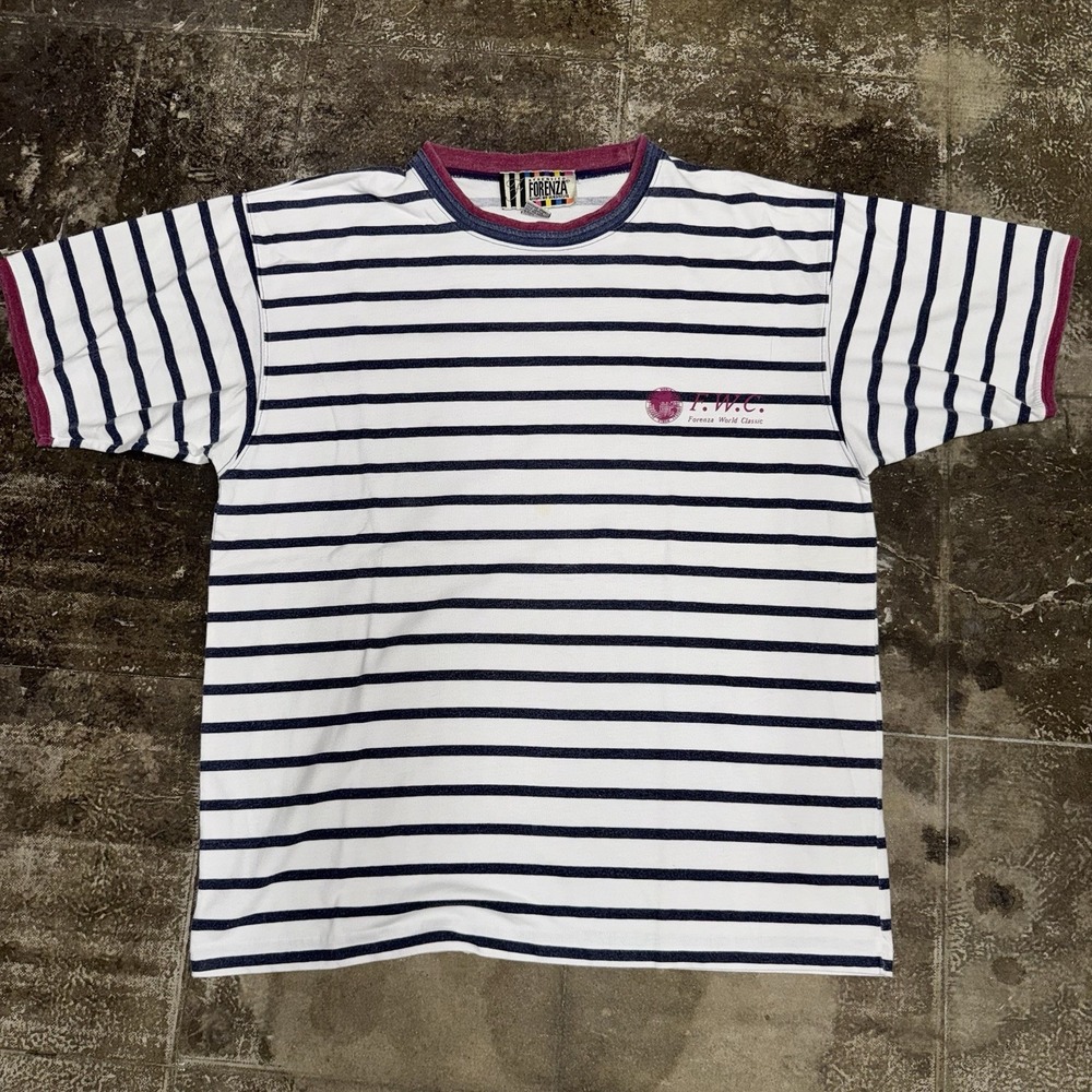 Forenza T Shirt Striped Short Sleeve Men's Size Medium Vintage Blue Pink